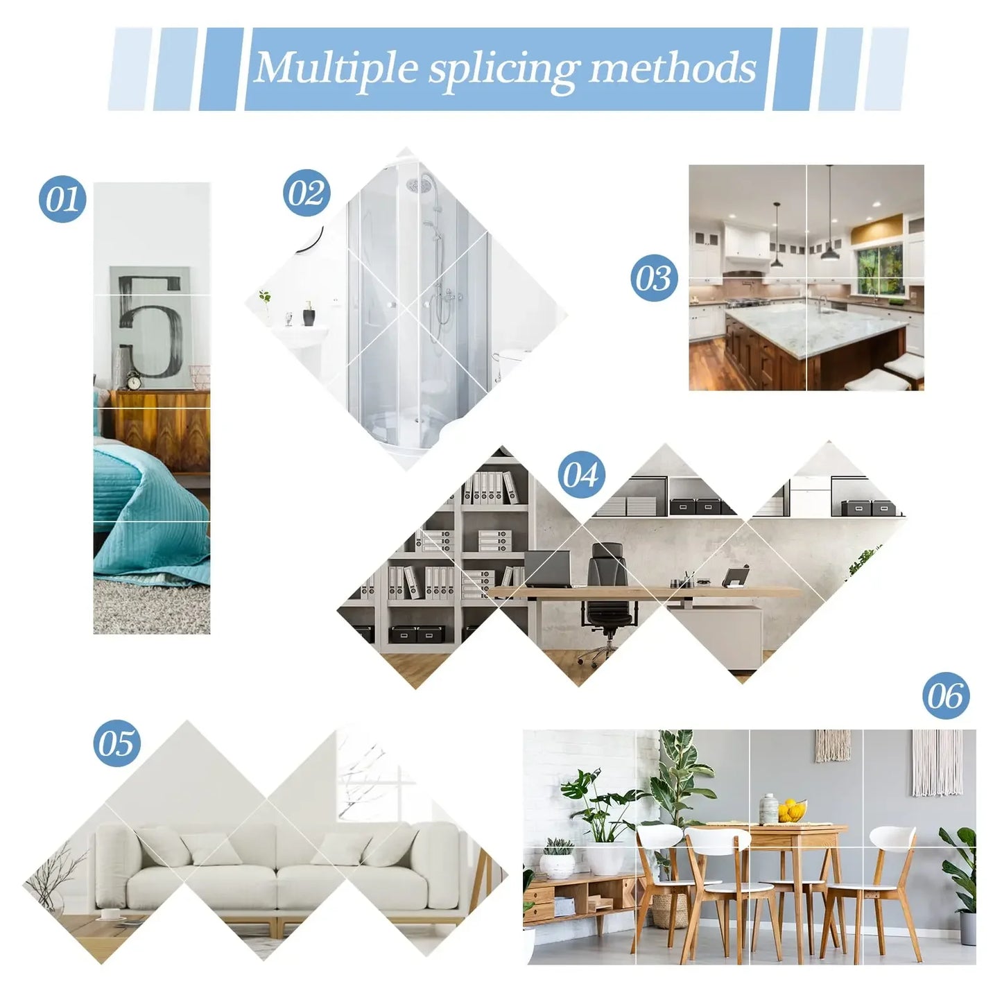 4pcs 25/35cm 3D Self-adhesive Mirror Wall Stickers Thickened 2mm Flexible DIY Art Acrylic Mirror Stickers Living Room Decoration