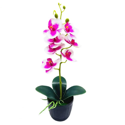 1 Set Beautiful Fake Potted Flowers Portable Simulation Bonsai Orchid Natural-Looking Desktop Fake Potted Flowers