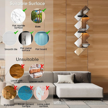 10pcs15/20cm 3D Self-adhesive Mirror Wall Stickers Thickened 2mm Flexible DIY Art Acrylic Mirror Stickers Living Room Decoration