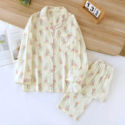 2025 kimono femme maple leaf pajama sets women 100% gauze cotton long sleeve casual sleepwear women pyjamas autumn hot sale