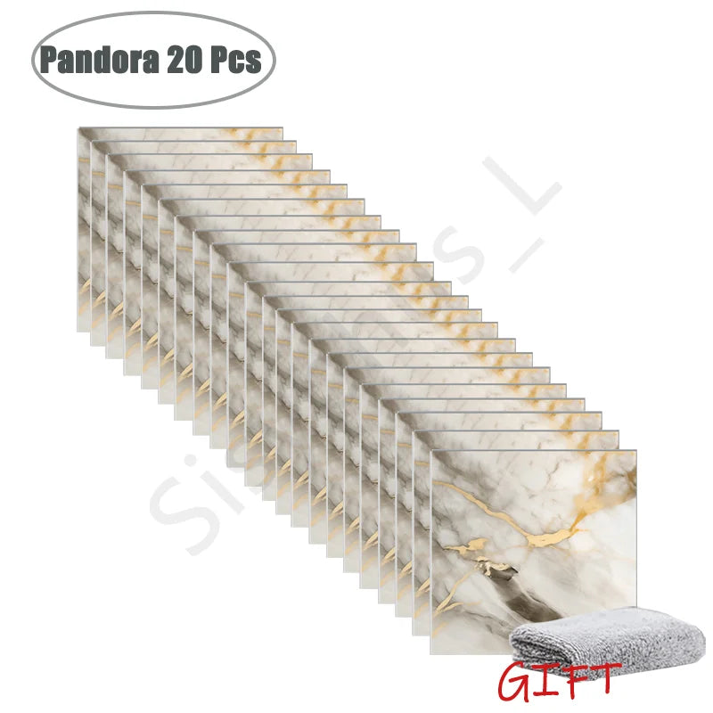10-50Pcs PVC Marble Wall Stickers Self-Adhesive Thickened Tile Sticker Bathroom Waterproof Floor Sticker Kitchen Home Decoration