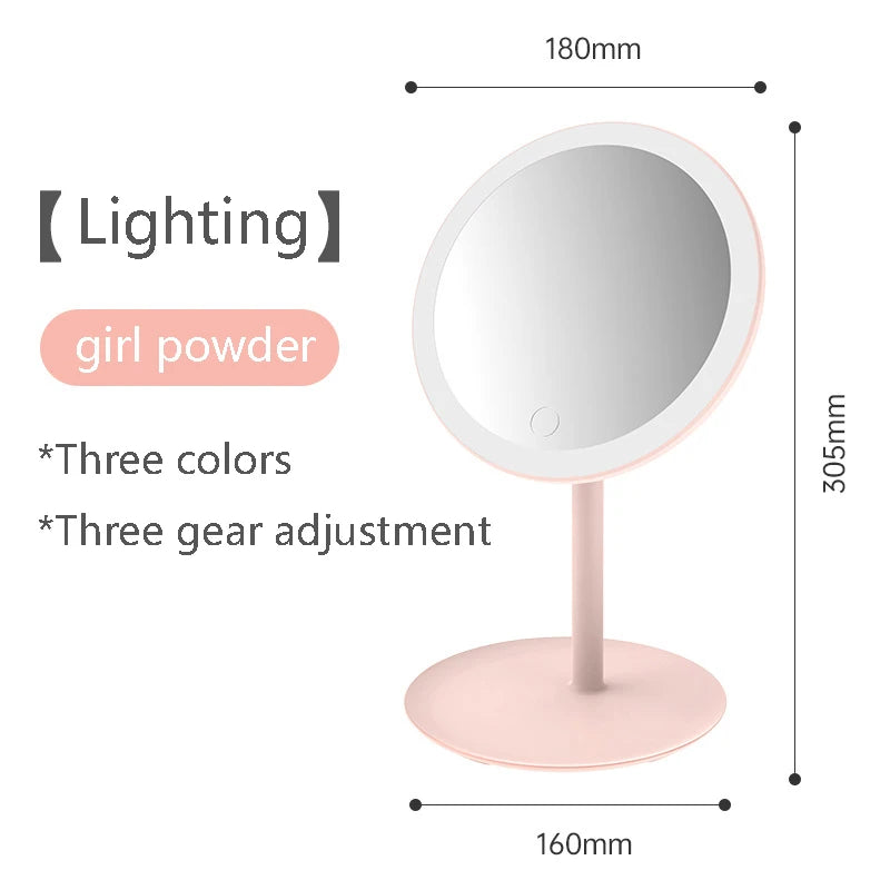 Makeup Mirror With Led Light Usb Portable Removable Desk Vanity Mirror Adjustable Tricolor Hd Light Dropshiping Travel Home Tool