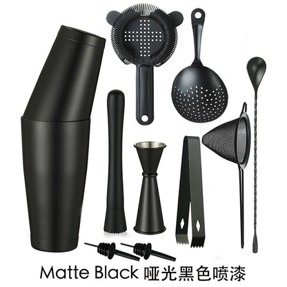 Cocktail Shaker Bar Set: 2 Weighted Boston Shakers, Cocktail Strainer Set,Jigger,Muddler and Spoon, Ice Tong and 2 Bottle Pourer