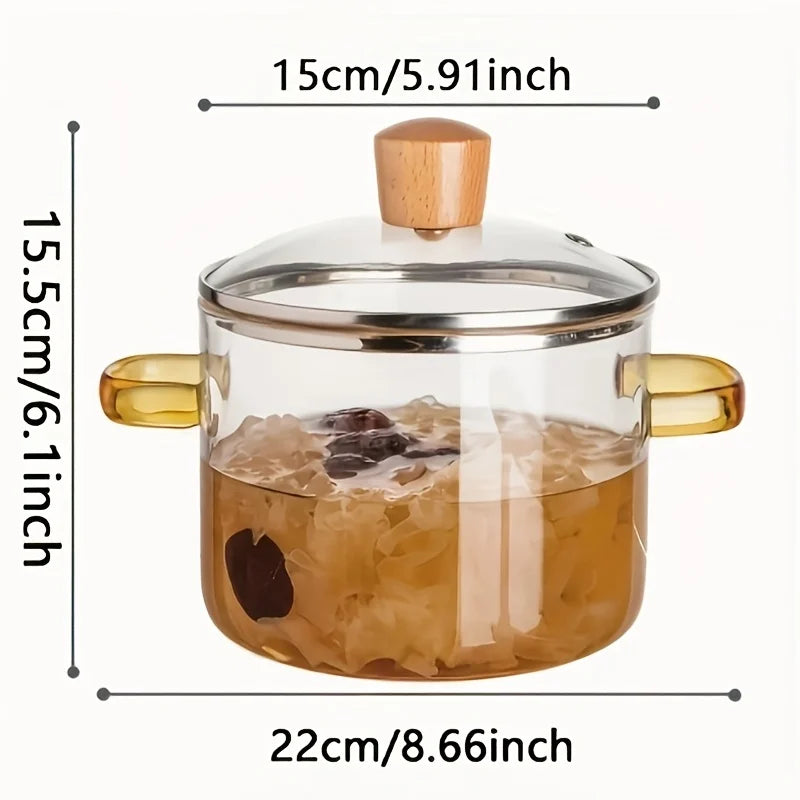 50.72-ounce borosilicate glass cookware with a lid – dual yellow handles