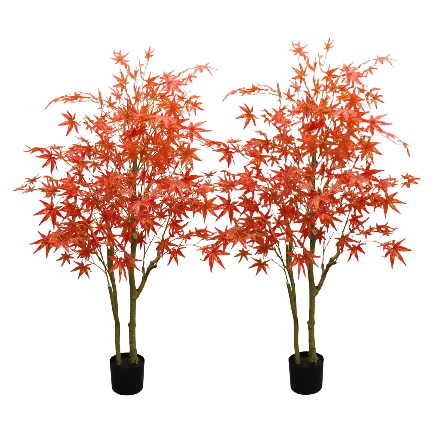 2pcs 4ft/5ft/6ft Artificial Maple Trees, Autumn Realistic Maple Tree In Pot, Artificial Maple Fall Tree For Thanksgiving Home De