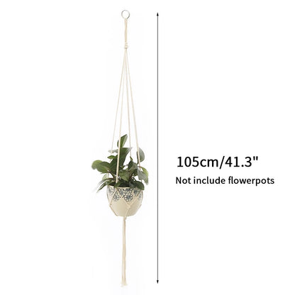 Gardening Plant Hanging Basket Handmade Macrame Flowerpot Pocket Cotton Rope Flower Pot Indoor Home Boho Style Yard Wall Decor