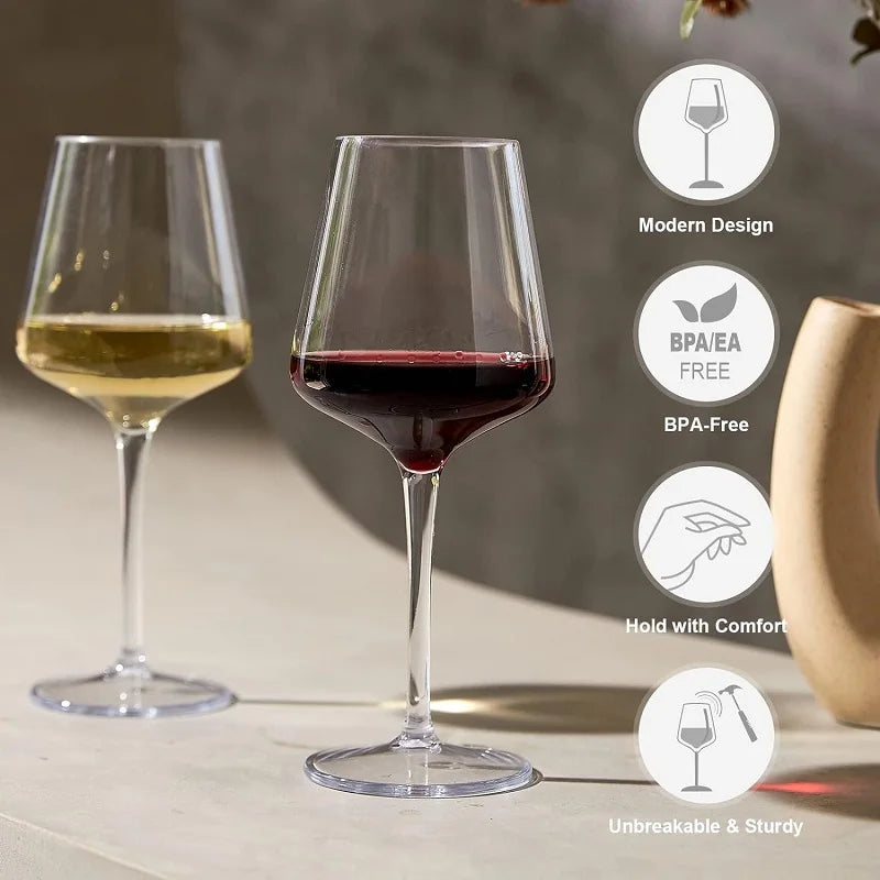 MICHLEY 2/4/6PCS Set Unbreakable Plastic Wine Glass High Quality Goblet Transparent Tritan Plastic Wine Juice Drink Cup Party