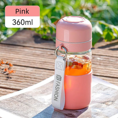 360ML Glass Water Bottle Heat-resisting Leak-proof Portable Household Water Cup Office Milk Tea Coffee Cup Gift Water Mug