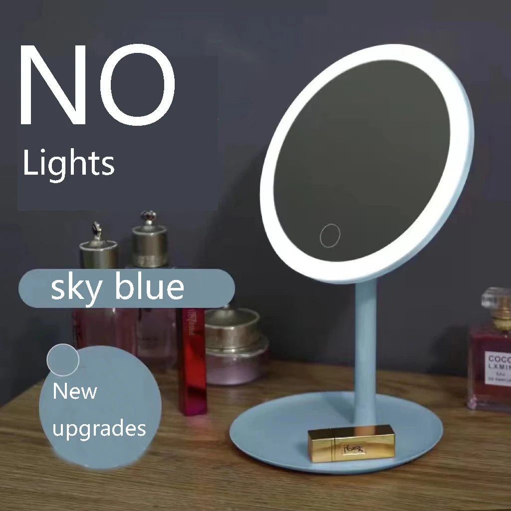 Makeup Mirror With Led Light Usb Portable Removable Desk Vanity Mirror Adjustable Tricolor Hd Light Dropshiping Travel Home Tool