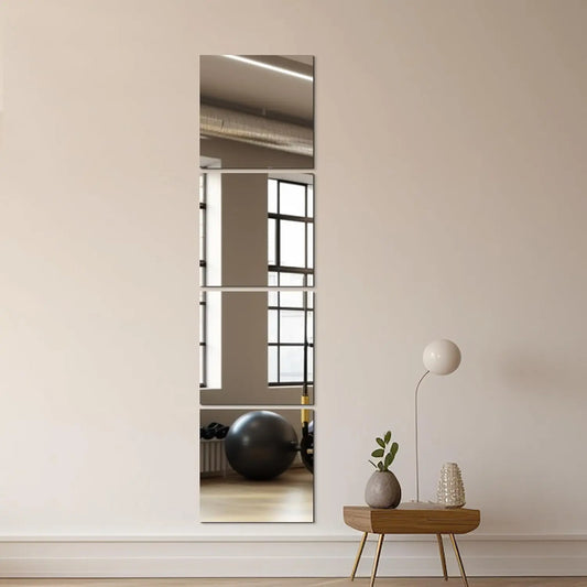 4pcs 25/35cm 3D Self-adhesive Mirror Wall Stickers Thickened 2mm Flexible DIY Art Acrylic Mirror Stickers Living Room Decoration
