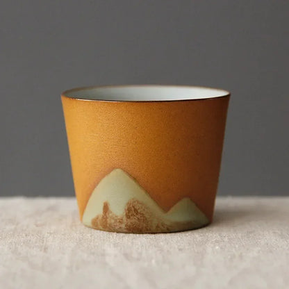 50ml/55ml Hand drawn mountain shape teacup Retro Ceramic Tea cup Kung Fu Tea Set Coffee Cup Small Water Cup Porcelain Teaware