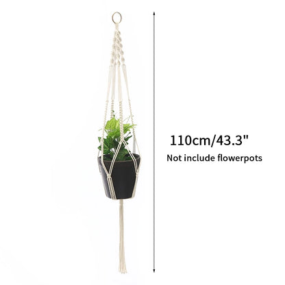 Gardening Plant Hanging Basket Handmade Macrame Flowerpot Pocket Cotton Rope Flower Pot Indoor Home Boho Style Yard Wall Decor