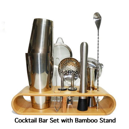 Cocktail Shaker Bar Set: 2 Weighted Boston Shakers, Cocktail Strainer Set,Jigger,Muddler and Spoon, Ice Tong and 2 Bottle Pourer