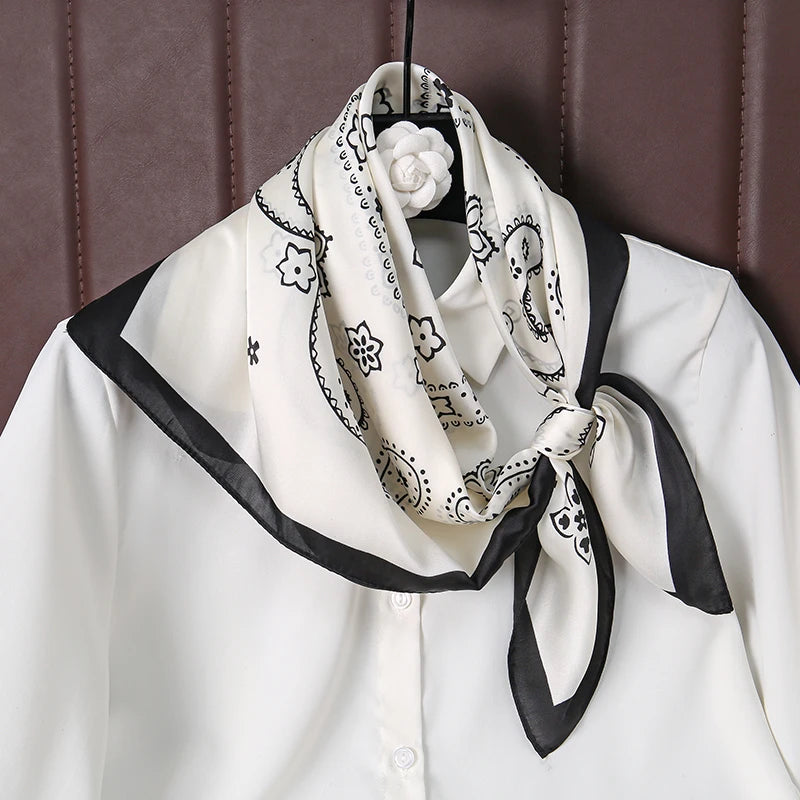 70cm Paisley Print Muslim Hijab Women Bandanas Square Silk Scarf Headband Handkerchief Neckerchief Hairscarf Scarves Luxury