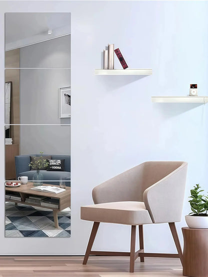 4pcs 25/35cm 3D Self-adhesive Mirror Wall Stickers Thickened 2mm Flexible DIY Art Acrylic Mirror Stickers Living Room Decoration