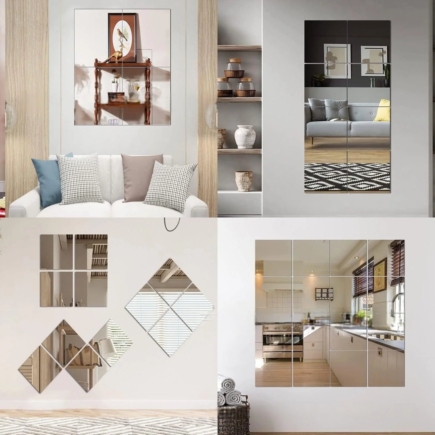 10pcs15/20cm 3D Self-adhesive Mirror Wall Stickers Thickened 2mm Flexible DIY Art Acrylic Mirror Stickers Living Room Decoration
