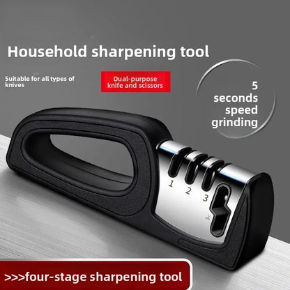 4 Stage Diamond Knife Sharpener Professional Manual Sharpening Tool with Non-Slip Base for Kitchen Knives ScissorsHousehold Tool