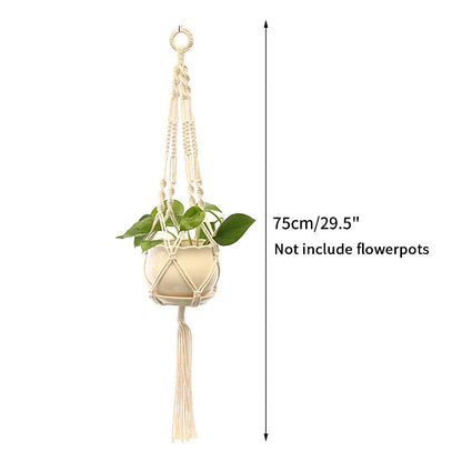 Gardening Plant Hanging Basket Handmade Macrame Flowerpot Pocket Cotton Rope Flower Pot Indoor Home Boho Style Yard Wall Decor