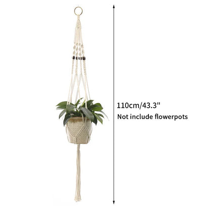 Gardening Plant Hanging Basket Handmade Macrame Flowerpot Pocket Cotton Rope Flower Pot Indoor Home Boho Style Yard Wall Decor