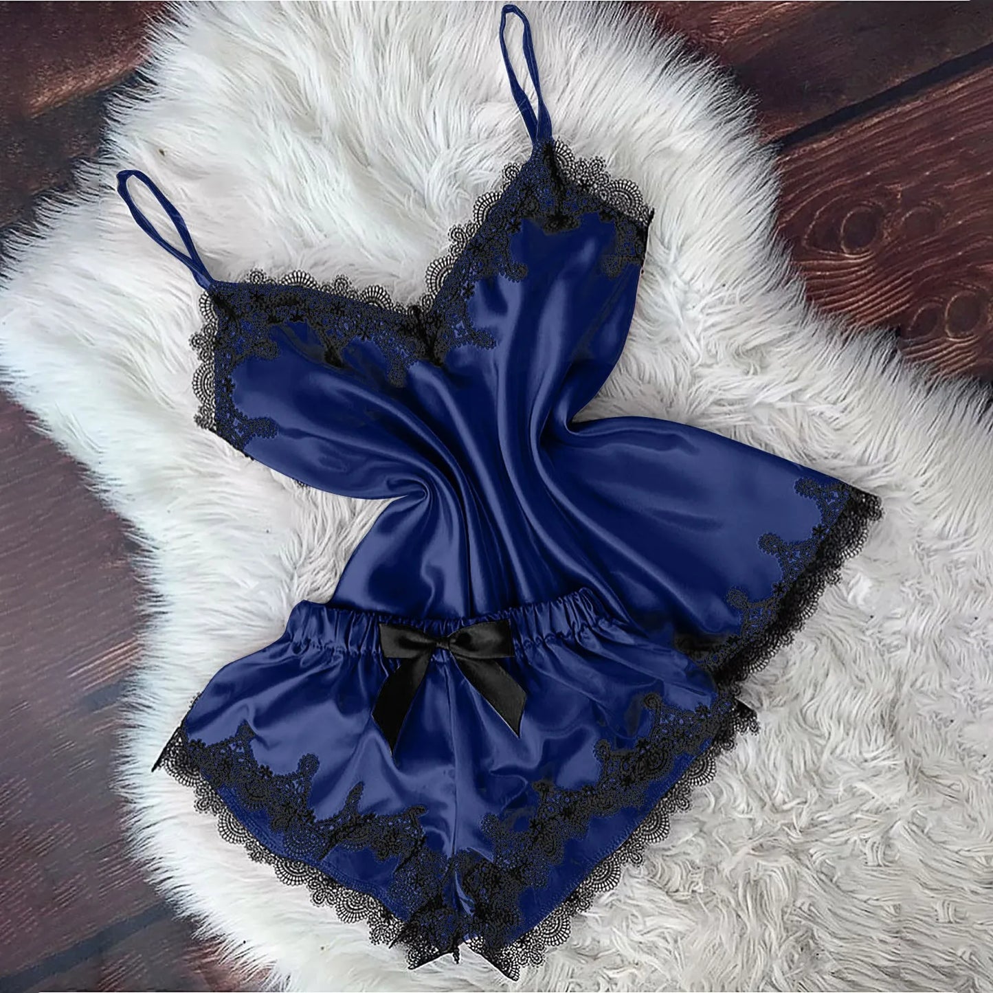 Sexy Lingerie Women Sleep Wear Camisole Bow Shorts V-Neck Tops Velvet Pajamas Sleepwear пижама женская Hot