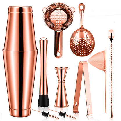 Cocktail Shaker Bar Set: 2 Weighted Boston Shakers, Cocktail Strainer Set,Jigger,Muddler and Spoon, Ice Tong and 2 Bottle Pourer