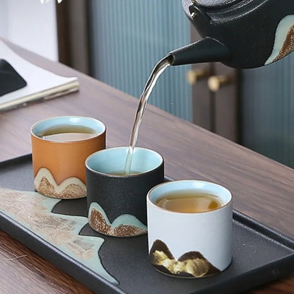 50ml/55ml Hand drawn mountain shape teacup Retro Ceramic Tea cup Kung Fu Tea Set Coffee Cup Small Water Cup Porcelain Teaware
