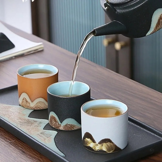 50ml/55ml Hand drawn mountain shape teacup Retro Ceramic Tea cup Kung Fu Tea Set Coffee Cup Small Water Cup Porcelain Teaware