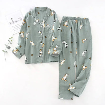 2025 kimono femme maple leaf pajama sets women 100% gauze cotton long sleeve casual sleepwear women pyjamas autumn hot sale