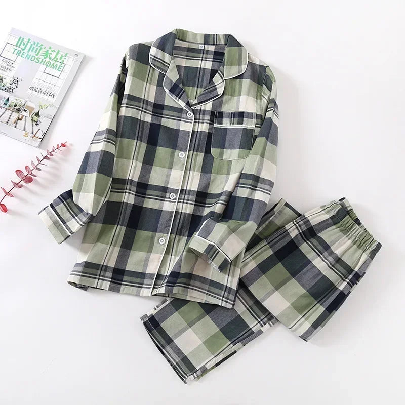 2025 kimono femme maple leaf pajama sets women 100% gauze cotton long sleeve casual sleepwear women pyjamas autumn hot sale