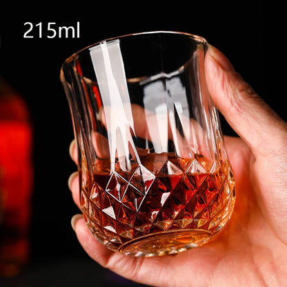 85ml/215ml/310ml/250ml/360ml Collins Glass Whiskey Cups Diamond Relief Bottom Beverage Cup Household Tazas Coffeeware Drinkware