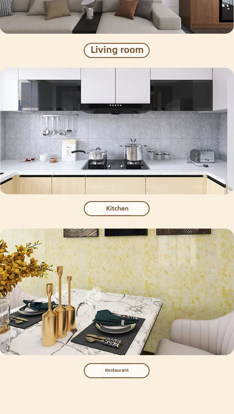 10-50Pcs PVC Marble Wall Stickers Self-Adhesive Thickened Tile Sticker Bathroom Waterproof Floor Sticker Kitchen Home Decoration