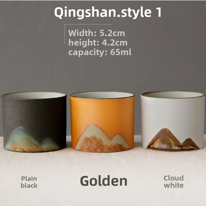 50ml/55ml Hand drawn mountain shape teacup Retro Ceramic Tea cup Kung Fu Tea Set Coffee Cup Small Water Cup Porcelain Teaware