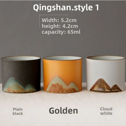 50ml/55ml Hand drawn mountain shape teacup Retro Ceramic Tea cup Kung Fu Tea Set Coffee Cup Small Water Cup Porcelain Teaware