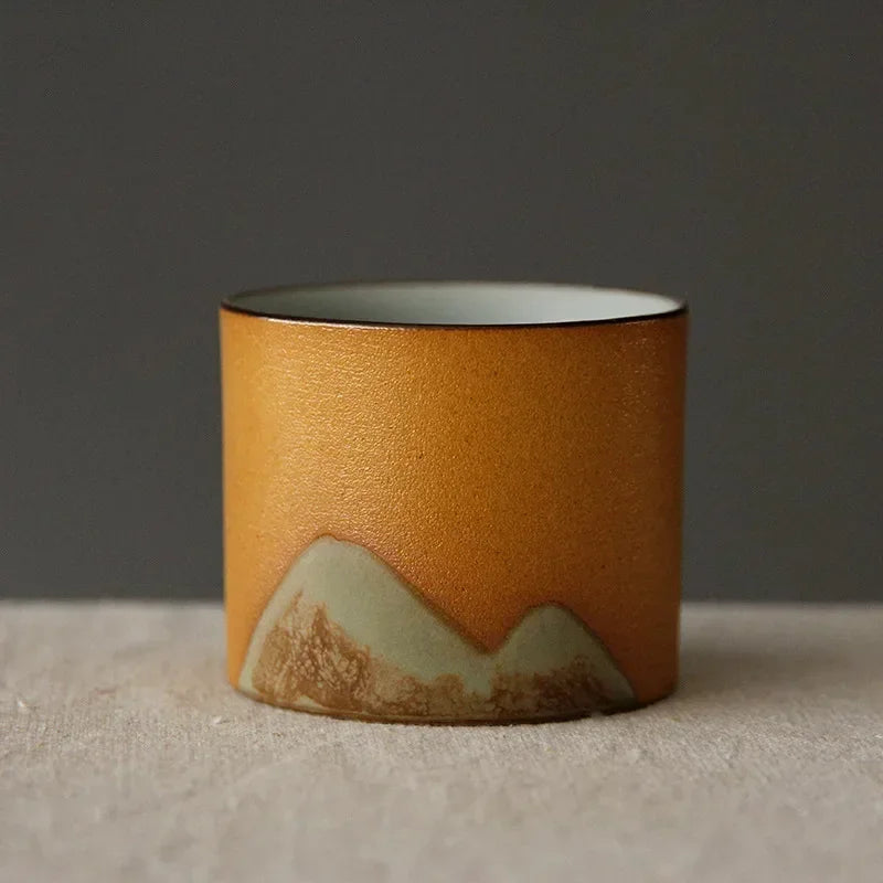 50ml/55ml Hand drawn mountain shape teacup Retro Ceramic Tea cup Kung Fu Tea Set Coffee Cup Small Water Cup Porcelain Teaware