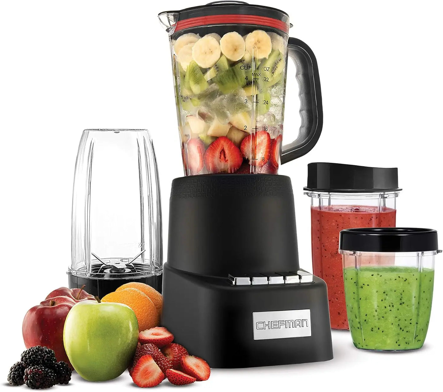12-Piece Set, 3 Programmed Speeds & Pulse, Easy Ice Crushing for Shakes, Dishwasher-Safe 32-Oz Pitcher, 12Oz & 2 24Oz Tumblers