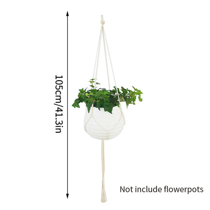 Gardening Plant Hanging Basket Handmade Macrame Flowerpot Pocket Cotton Rope Flower Pot Indoor Home Boho Style Yard Wall Decor