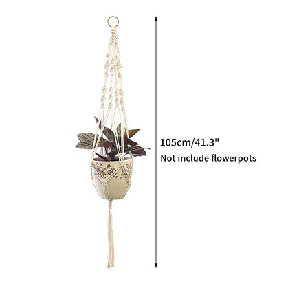 Gardening Plant Hanging Basket Handmade Macrame Flowerpot Pocket Cotton Rope Flower Pot Indoor Home Boho Style Yard Wall Decor