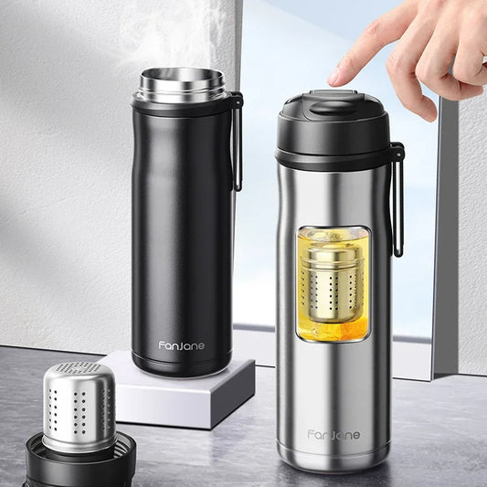 600ml Magnetic Tea Thermos Cup with Movable Filter Infuser Stainless Steel Vacuum Flask Keep Cold Hot Travel Business Car Gift