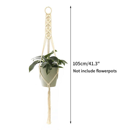 Gardening Plant Hanging Basket Handmade Macrame Flowerpot Pocket Cotton Rope Flower Pot Indoor Home Boho Style Yard Wall Decor