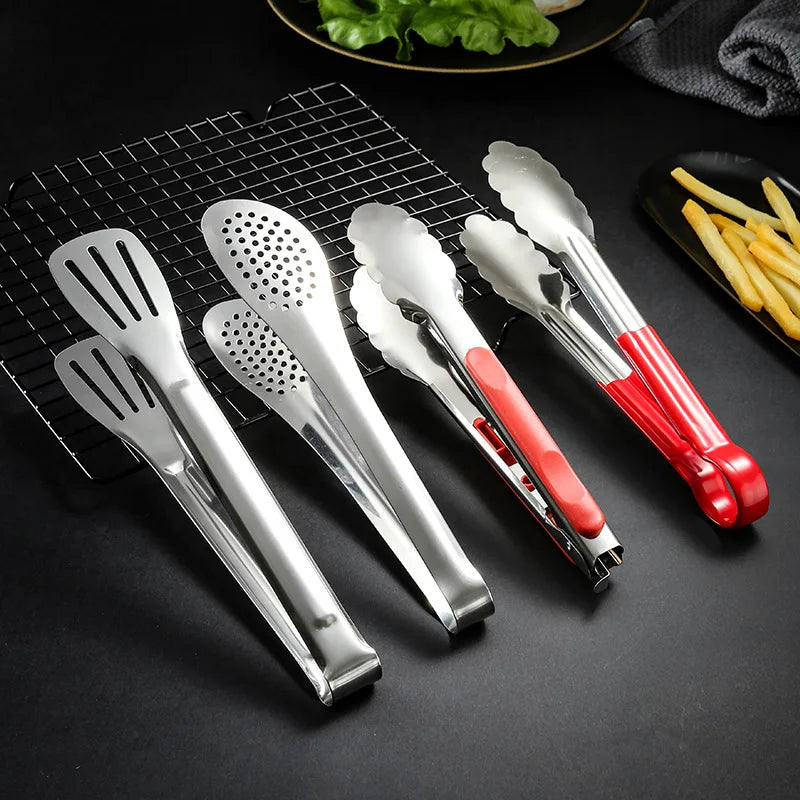 Stainless Steel Frying Shovel Clip Multifunctional Steak BBQ Tongs Frying Fish Spatula Clip Bread Clip Household Kitchen Tool