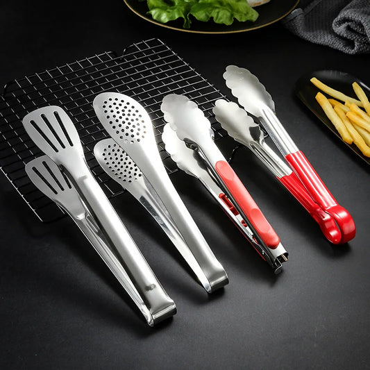 Stainless Steel Frying Shovel Clip Multifunctional Steak BBQ Tongs Frying Fish Spatula Clip Bread Clip Household Kitchen Tool