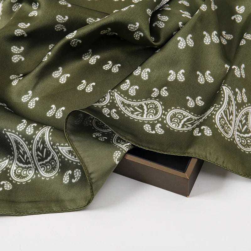 70cm Paisley Print Muslim Hijab Women Bandanas Square Silk Scarf Headband Handkerchief Neckerchief Hairscarf Scarves Luxury