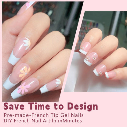 150pcs Nude White Fake Nails Need Adhesive Glue Glitter Press on Nails Women Wearable Nail Art Stickers Full Finished False Nail