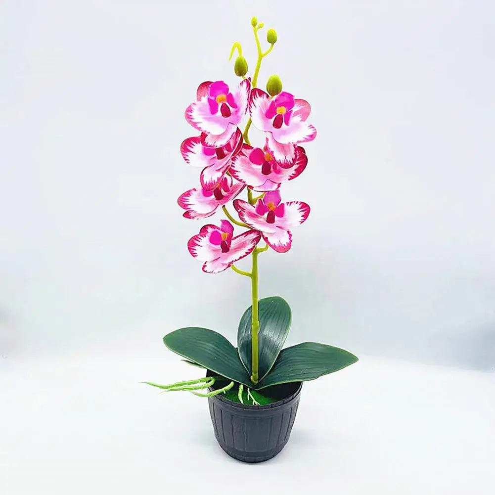 1 Set Beautiful Fake Potted Flowers Portable Simulation Bonsai Orchid Natural-Looking Desktop Fake Potted Flowers
