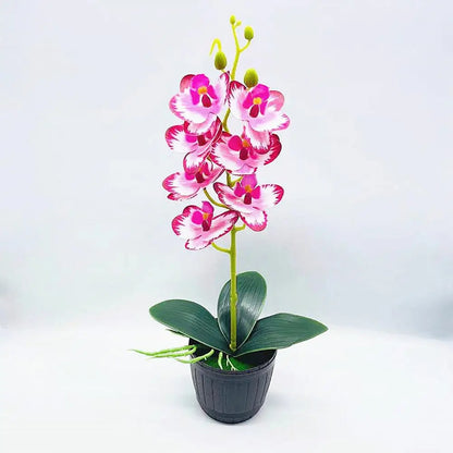1 Set Beautiful Fake Potted Flowers Portable Simulation Bonsai Orchid Natural-Looking Desktop Fake Potted Flowers