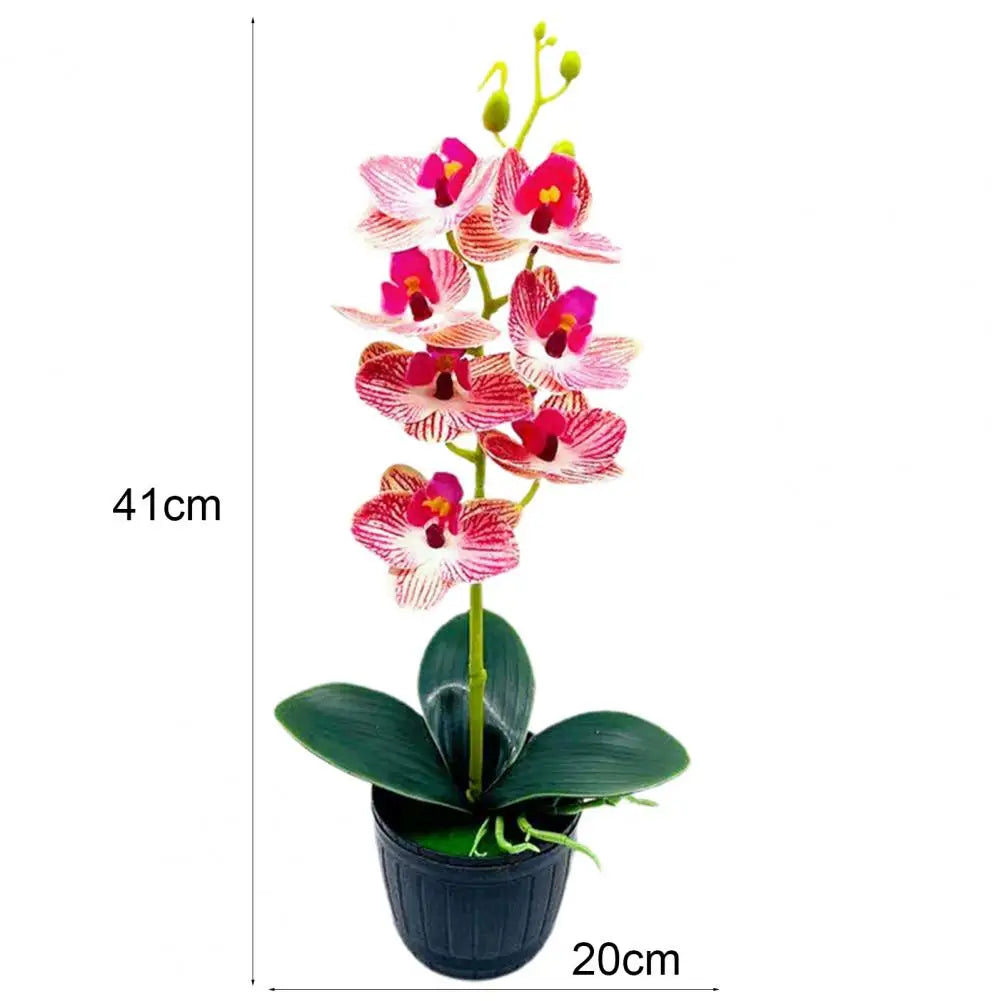 1 Set Beautiful Fake Potted Flowers Portable Simulation Bonsai Orchid Natural-Looking Desktop Fake Potted Flowers