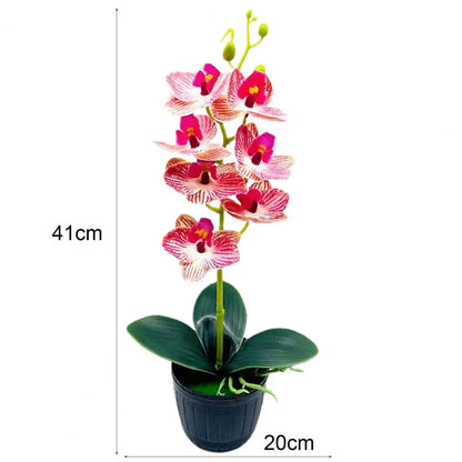 1 Set Beautiful Fake Potted Flowers Portable Simulation Bonsai Orchid Natural-Looking Desktop Fake Potted Flowers