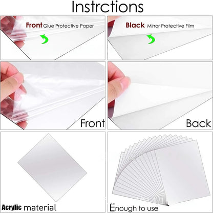 10pcs15/20cm 3D Self-adhesive Mirror Wall Stickers Thickened 2mm Flexible DIY Art Acrylic Mirror Stickers Living Room Decoration