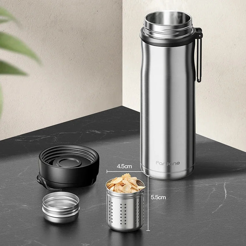 600ml Magnetic Tea Thermos Cup with Movable Filter Infuser Stainless Steel Vacuum Flask Keep Cold Hot Travel Business Car Gift