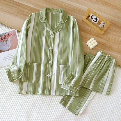 2025 kimono femme maple leaf pajama sets women 100% gauze cotton long sleeve casual sleepwear women pyjamas autumn hot sale
